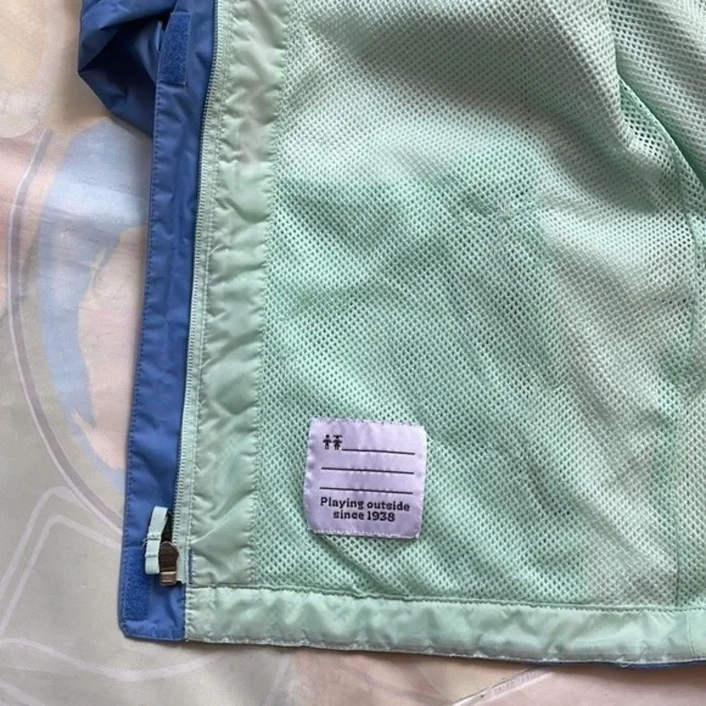 Columbia Girls’ Arcadia™ Rain Jacket Blue W/Green Lined Sz XL Great Condition